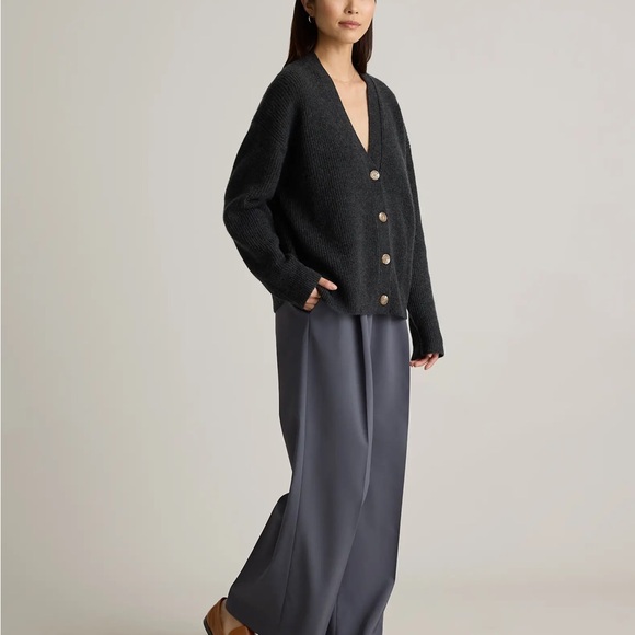 Quince Mongolian Cashmere Cardigan XS Gray - Picture 3 of 10